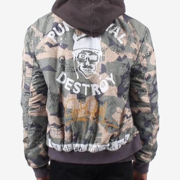 Punk Royal AOP Camo Print Twill Bomber Jacket - Picture 2 of 3
